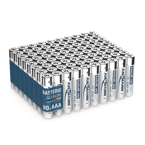 Ansmann Batterien AAA Alkaline Größe LR03 - AAA Batterie (80 Stück Vorratspack) ideal für Alltagsgeräte wie Küchenwaage, Fernbedienung, Wanduhr, Spiel, Design kann abweichen, 1521-0030-800, 80er Pack von Ansmann
