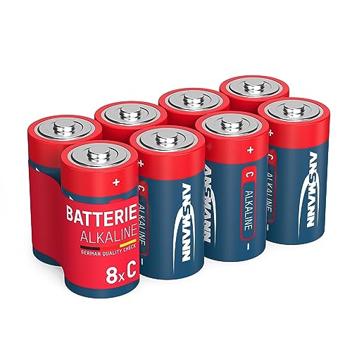Ansmann Batterien Baby C (LR14) 8 Stück 1,5V - Alkaline Batterie langlebig & auslaufsicher Ideal für Spielzeug, LED-Taschenlampe, Radio, Modellbau, Megafone UVM, 5015571-01, schwarz von Ansmann