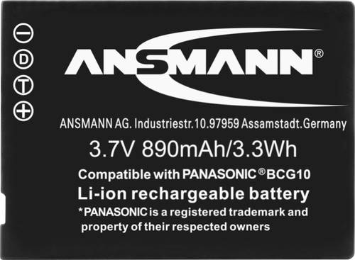 Ansmann DMW-BCG10 Kamera-Akku ersetzt Original-Akku (Kamera) DMW-BCG10e, DMW-BCG10 3.7V 890 mAh von Ansmann