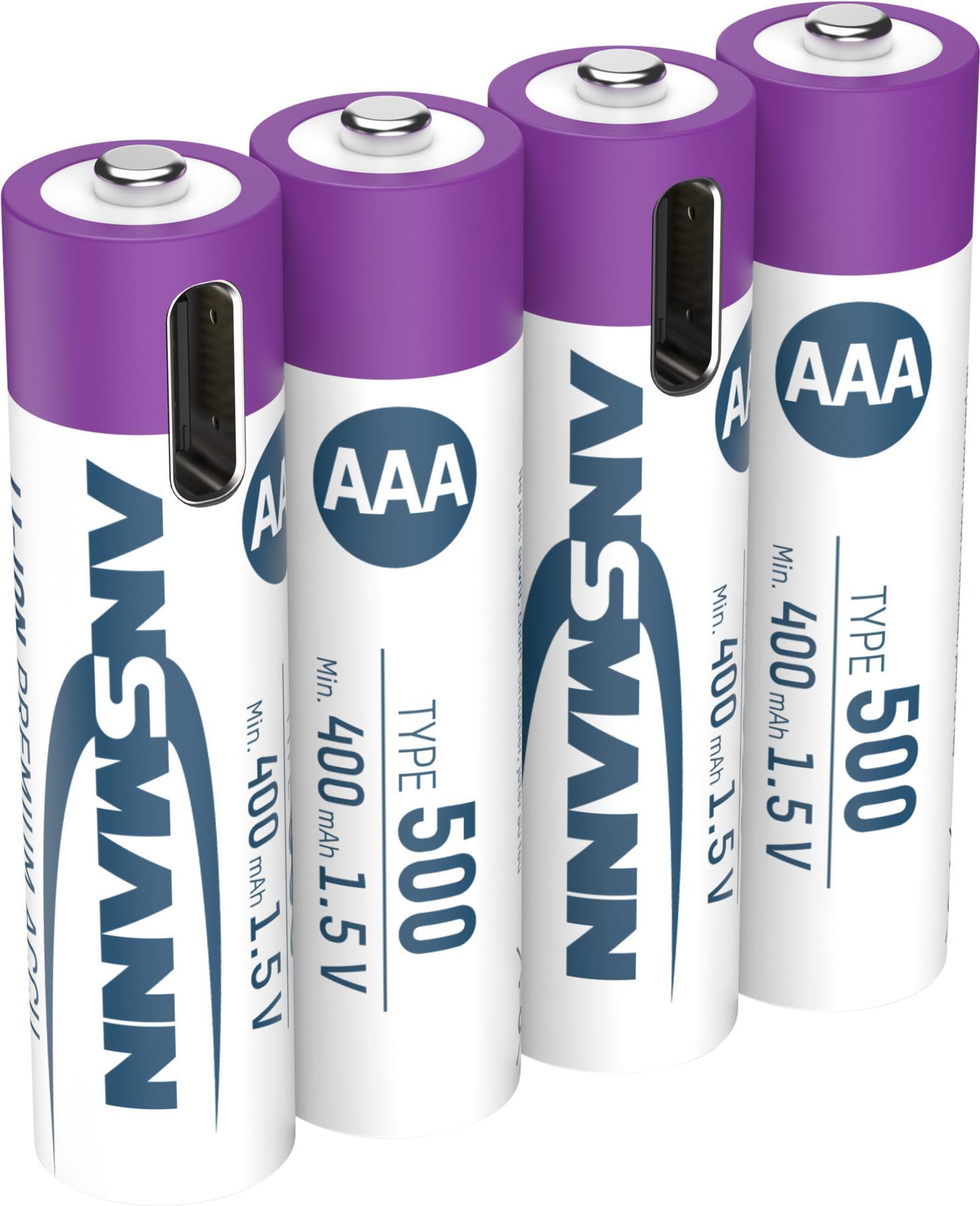 Ansmann LR03 USB-C Micro (AAA)-Akku Li-Ion 500 mAh 1.5 V 4 St. (1311-0028) von Ansmann