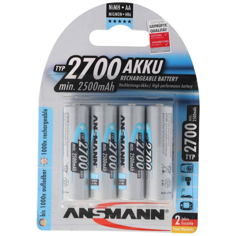 Ansmann NiMH 1,2V AA 2700mAh Photo Akku 4 Stück inkl. AccuSafe von Ansmann