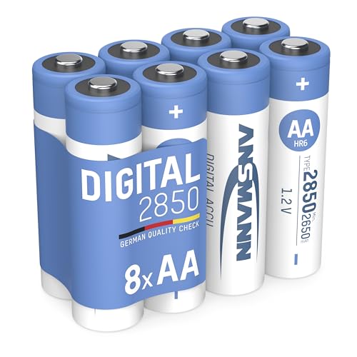ANSMANN NiMH Wiederaufladbare AA Mignon 2850 mAh Digital 8 Stück im günstigen 8er Pack/Schnell wiederaufladbare wiederaufladbare Zellen für Lange und zuverlässige Verwendung von Ansmann