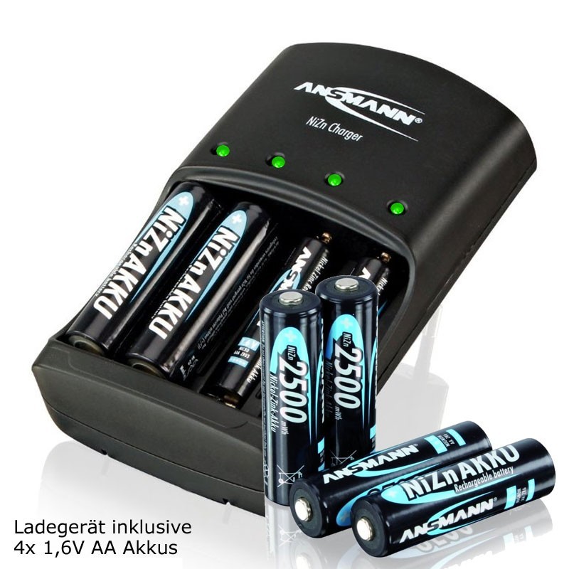 Ansmann Schnell-Ladegerät für NiZn 1,6 Volt Akku mit 4x 2500mWh Mignon AA Ansmann Schnell-Ladegerät für NiZn 1,6 Volt Akku mit 4x 2500mWh Mignon AA von Ansmann