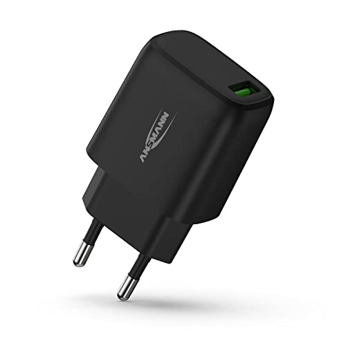 Ansmann USB Ladegerät 18W - mit Quick Charge 3.0 Charger USB Netzteil mit intelligenter Ladesteuerung für Smartphone, Tablet, GoPro, Schwarz, 1x USB Typ A, 1001-0099 von Ansmann