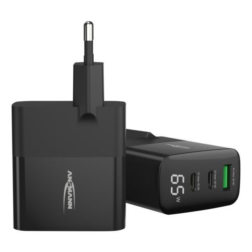 Ansmann USB-Ladegerät mit Display, HC365PD, 2x USB-C, 1x USB-A Port, 65W Power von Ansmann