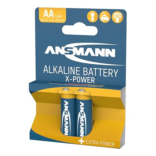 Ansmann X-Power Alkaline Batterie Mignon AA LR6 Longlife Alkalibatterie für extrem hohen Strombedarf (2er Pack), Schwarz, 2 Stück von Ansmann