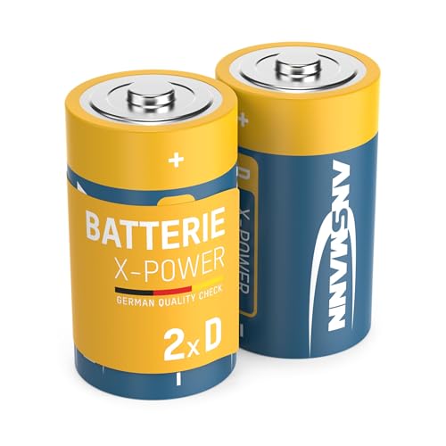 Ansmann X-Power Alkaline Batterie Mono D LR20 Longlife Alkalibatterie für extrem hohen Strombedarf (2er Pack), Schwarz, 2 Stück von Ansmann