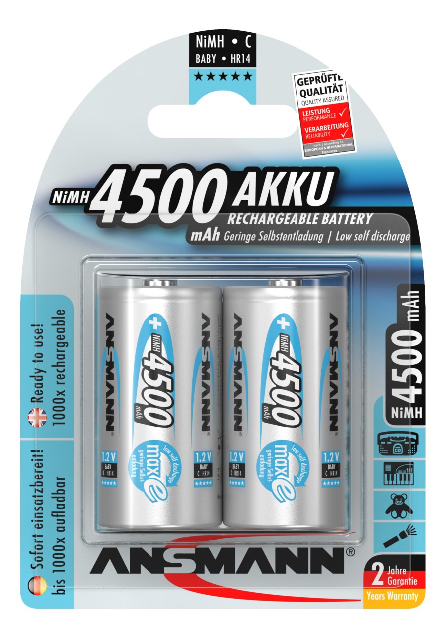 Ansmann maxE Baby C LR14 4500mAh NiMH Akku im 2er Blister Ansmann maxE Baby C LR14 4500mAh NiMH Akku im 2er Blister von Ansmann