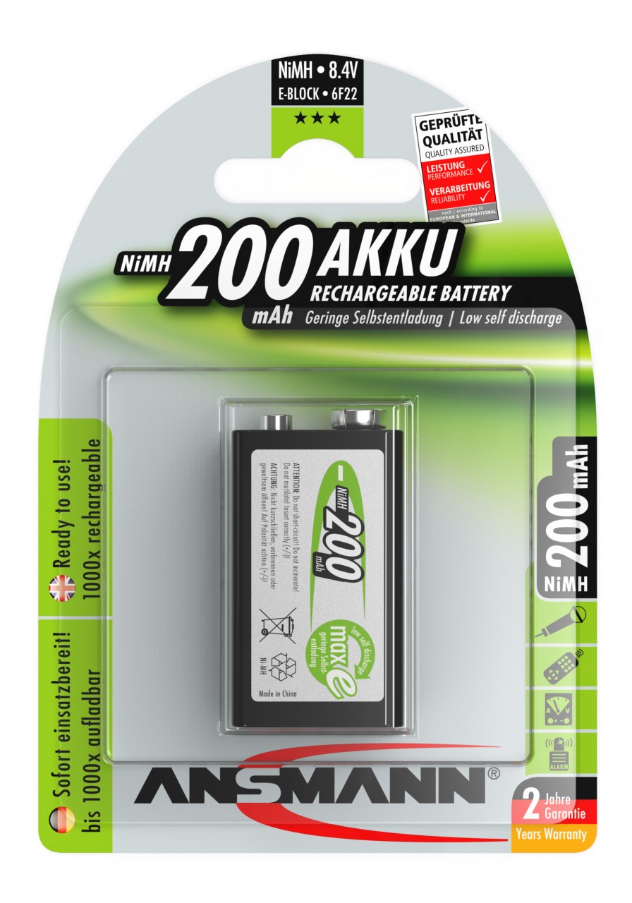 Ansmann maxE NiMH-Akku E-Block 200mAh Ansmann maxE NiMH-Akku E-Block 200mAh von Ansmann