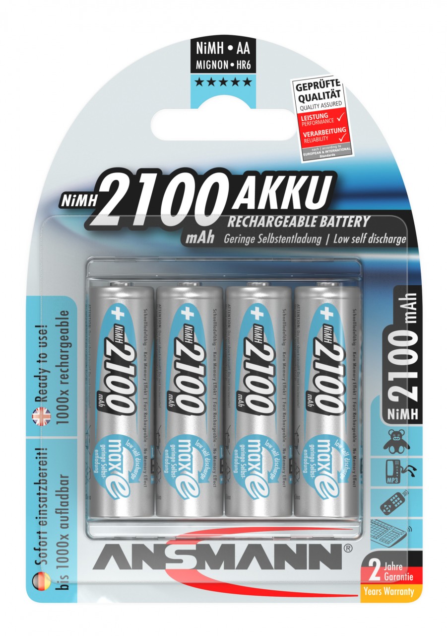 Ansmann maxE NiMH-Akku Mignon 2100mAh 4er-Blister Ansmann maxE NiMH-Akku Mignon 2100mAh 4er-Blister von Ansmann