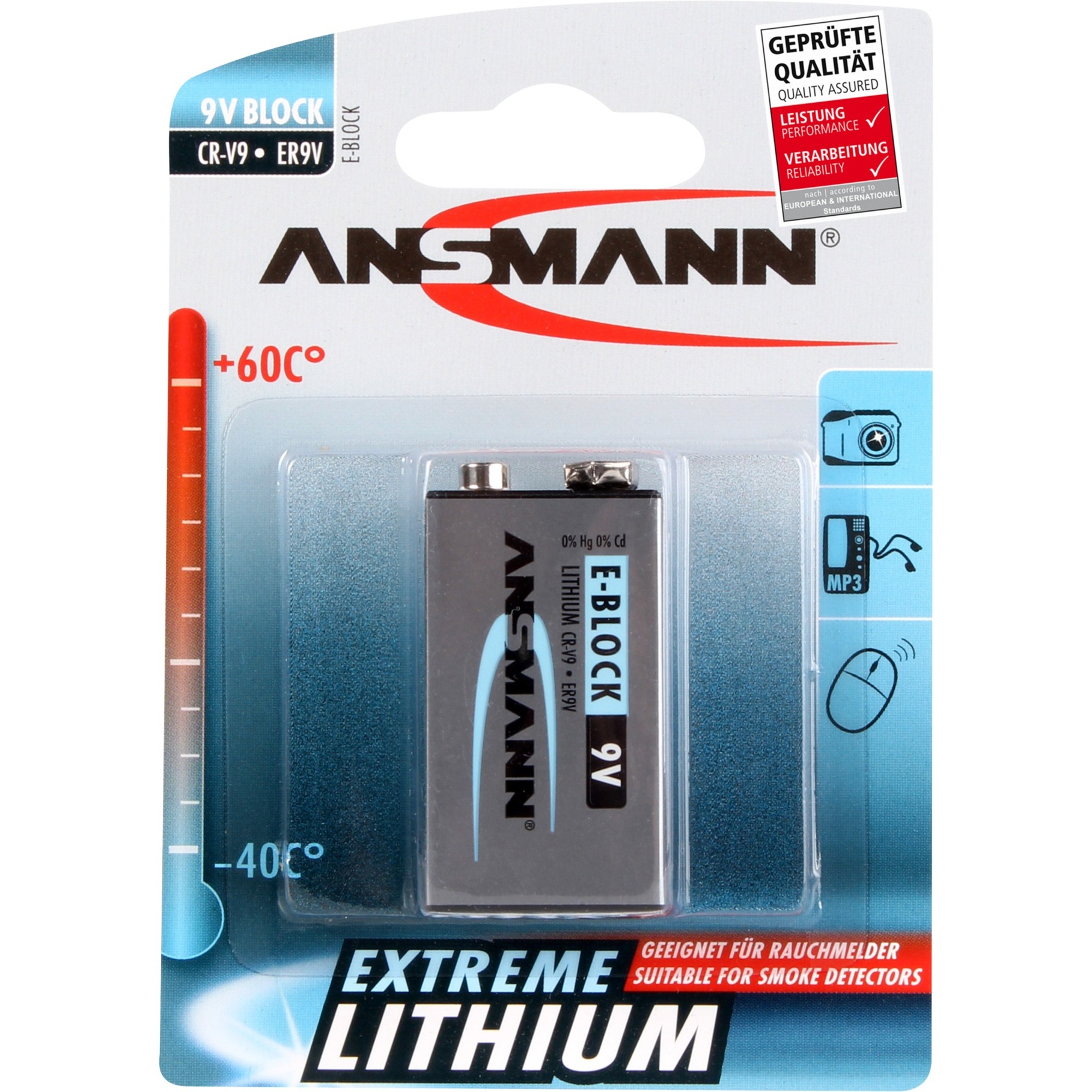 Extreme Lithium 9V-Block, Batterie von Ansmann