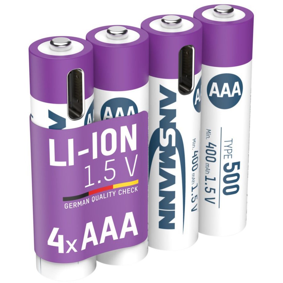 Li-Ion Akku Micro AAA Typ 500 (min. 400 mAh), 4er-Pack von Ansmann