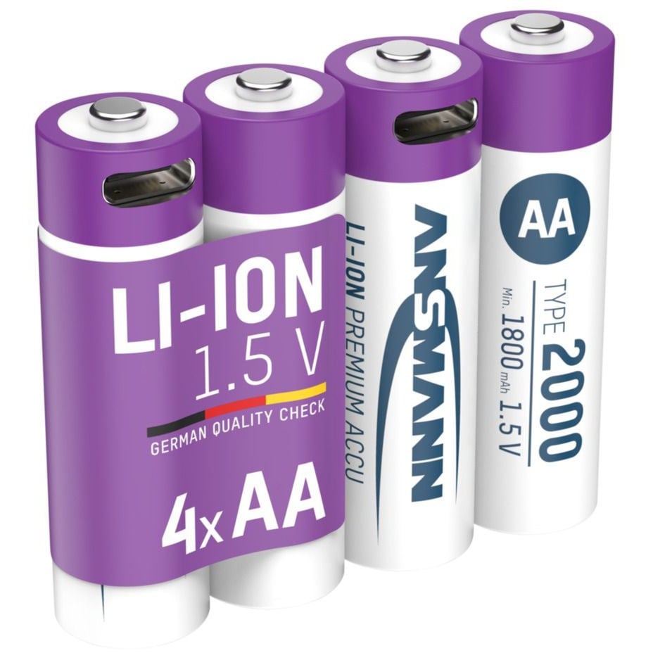 Li-Ion Akku Mignon AA Typ 2.000 (min. 1.800 mAh), 4er-Pack von Ansmann