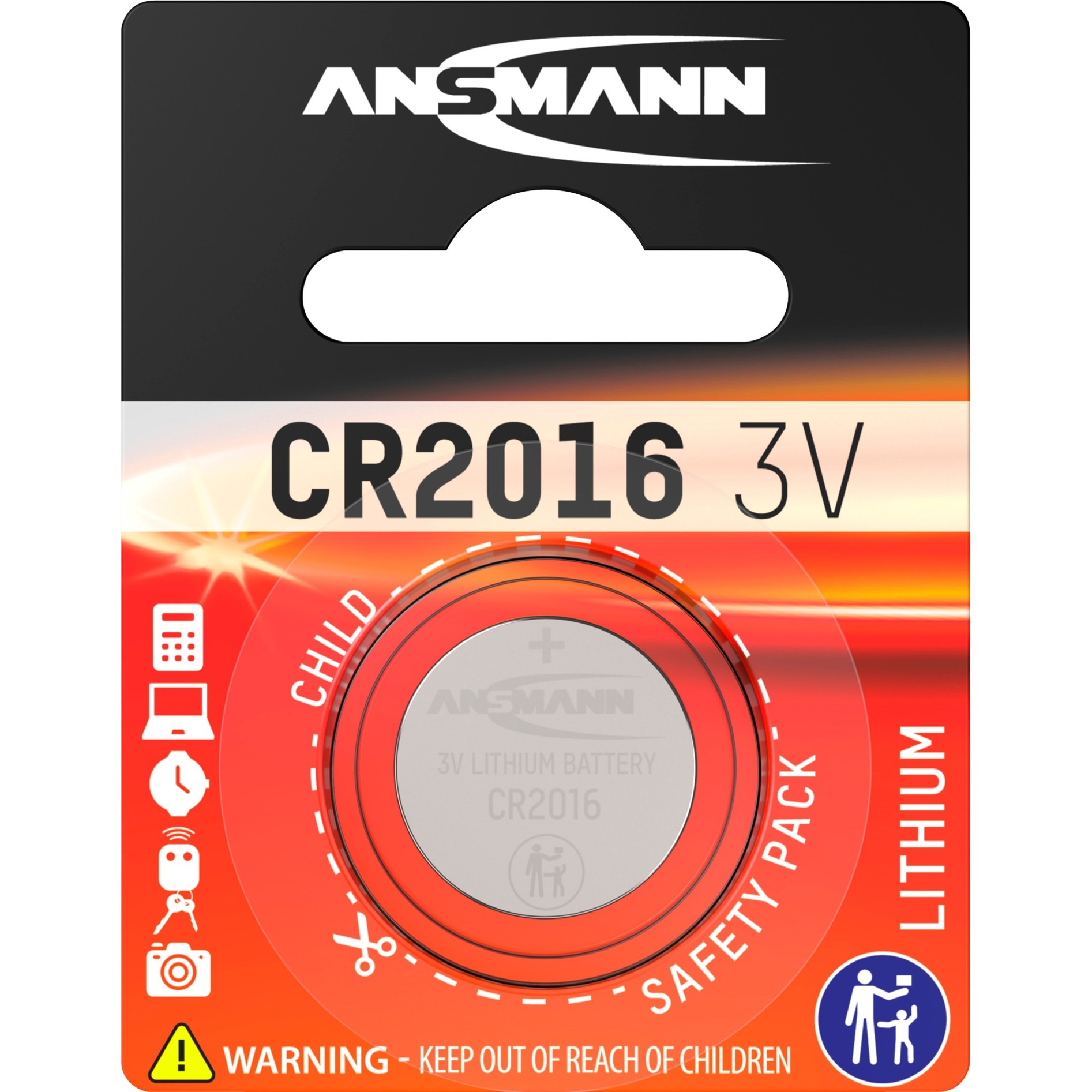 Lithium Knopfzelle CR-2016, Batterie von Ansmann