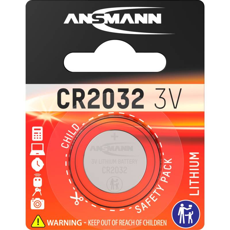 Lithium Knopfzelle CR-2032, Batterie von Ansmann