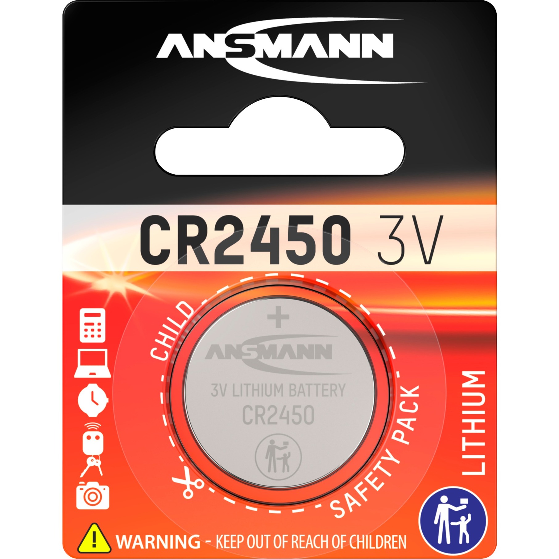 Lithium Knopfzelle CR-2450, Batterie von Ansmann