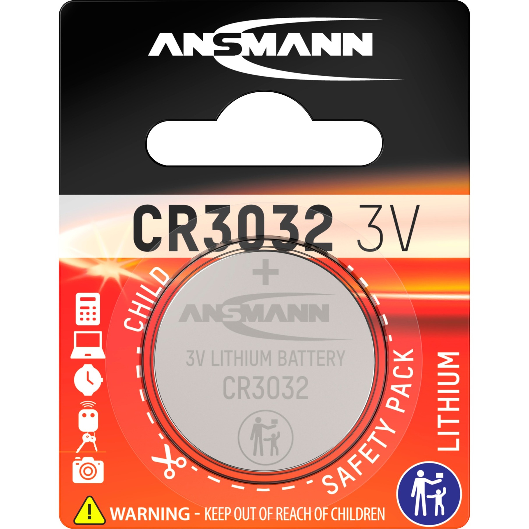 Lithium Knopfzelle CR3032, Batterie Lithium Knopfzelle CR3032, Batterie von Ansmann