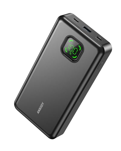 ANSODY Laptop Power Bank 65W Max 25000mAh externer Akku mit 2 Anschlüsse USB C Powerbank mit Tragbares Ladegerät mit Digitalanzeige, kompatibel mit MacBook Pro, iPhone 16/15 (Gray) von Ansody