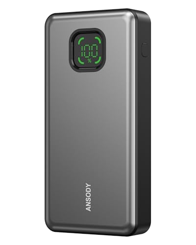 ANSODY Laptop Power Bank 65W Max 25000mAh externer Akku mit 2 Anschlüsse USB C Powerbank mit Tragbares Ladegerät mit Digitalanzeige, kompatibel mit MacBook Pro, iPhone 16/15, Samsung, Dell (Silver) von Ansody