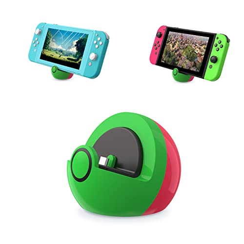 Antank Winzige Ladestation Kompatibel mit Nintendo Switch/Switch OLED/Switch Lite, Ladegerät Basis mit Typ-C Anschluss, Keine Projektion Mini Kompakt Tragbar Grün Rosa von Antank