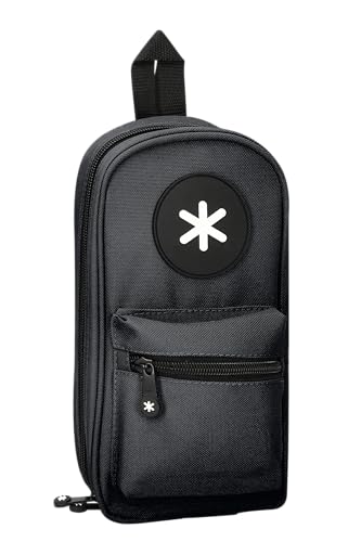 ANTARTIK Schultasche in Form eines Rucksacks, mit Tasche und 4 Fächern, Schwarz, 230 x 50 x 120 mm von Antartik