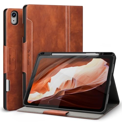 Antbox Hülle für iPad Air 13 Zoll Hülle M3 (2025) / M2 (2024) mit Stifthalter Pencil Halter Auto Schlaf/Wach Funktion PU Ledertasche Schutzhülle (Braun) von Antbox
