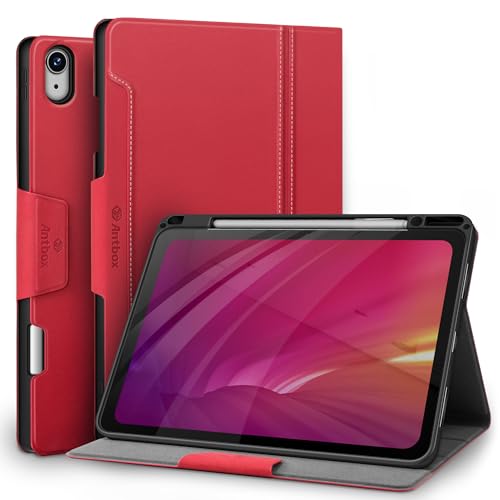 Antbox Hülle für iPad Air 13 Zoll Hülle M3 (2025) / M2 (2024) mit Stifthalter Pencil Halter Auto Schlaf/Wach Funktion PU Ledertasche Schutzhülle (Rot) von Antbox