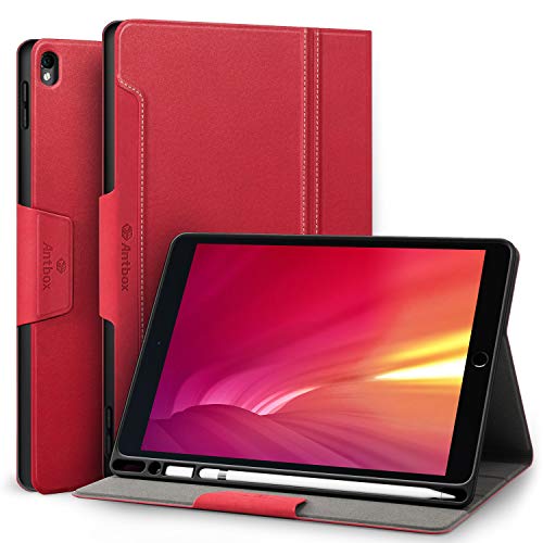Antbox Hülle für iPad Air 3 2019 10.5 Zoll/iPad Pro 10.5 2017 mit Apple Pencil Halter Auto Schlaf/Wach Funktion PU Ledertasche Schutzhülle Smart Cover für iPad 10.5 2019/2017 (Rot) von Antbox