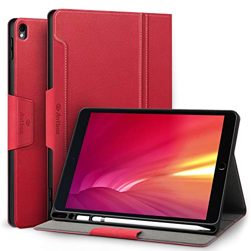 Antbox Hülle für iPad Air 3 2019 10.5 Zoll/iPad Pro 10.5 2017 mit Pencil Halter Auto Schlaf/Wach Funktion PU Ledertasche Schutzhülle Smart Cover für iPad 10.5 2019/2017 (Rot) von Antbox