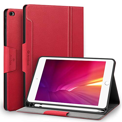 Antbox Hülle für iPad Mini 5 2019 7.9 Zoll/iPad Mini 4 mit Apple Pencil Halter Auto Schlaf/Wach Funktion PU Ledertasche Schutzhülle Smart Cover mit Stand Funktion (Rot) von Antbox