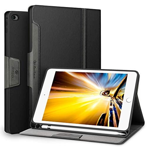 Antbox Hülle für iPad Mini 5 2019 7.9 Zoll/iPad Mini 4 mit Apple Pencil Halter Auto Schlaf/Wach Funktion PU Ledertasche Schutzhülle Smart Cover mit Stand Funktion (Schwarz) von Antbox