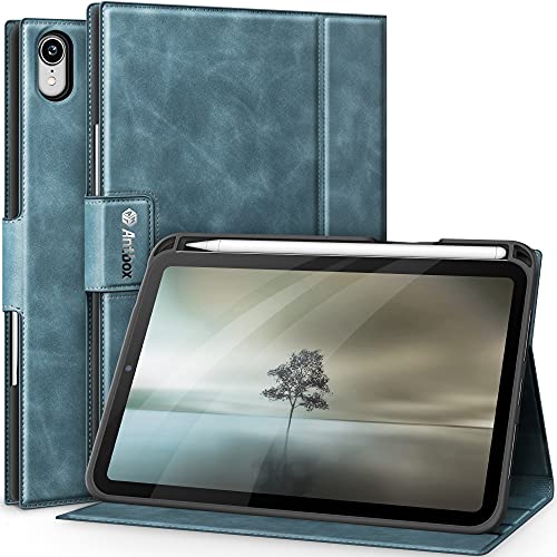 Antbox Hülle für iPad Mini 6. Gen 2021 8.3 Zoll mit Apple Pencil Halter Auto Schlaf/Wach Funktion PU Leder Business Folio Stand Cover (Blau) von Antbox