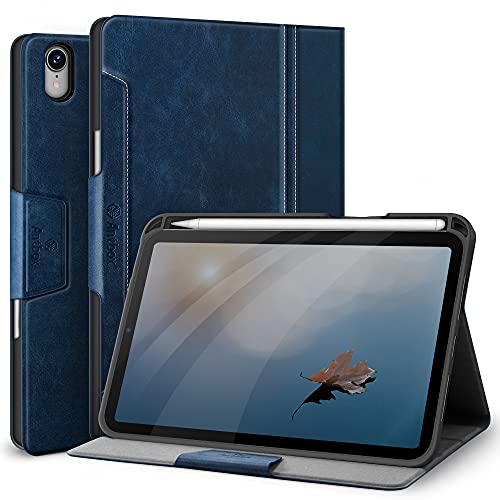 Antbox Hülle für iPad Mini 7 (A17 Pro) 2024 / iPad Mini 6. Gen 2021 8.3 Zoll mit Stifthalter Pencil Halter Auto Schlaf/Wach Funktion PU Ledertasche Schutzhülle Smart Cover mit Stand Funktion (Blau) von Antbox