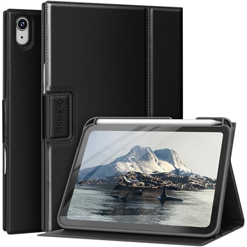 Antbox Hülle für iPad Mini 7 (A17 Pro) 2024 / iPad Mini 6. Gen 2021 8.3 Zoll mit Stifthalter Pencil Halter Auto Schlaf/Wach Funktion PU Ledertasche Schutzhülle Smart Cover mit Stand Funktion (Schwarz) von Antbox