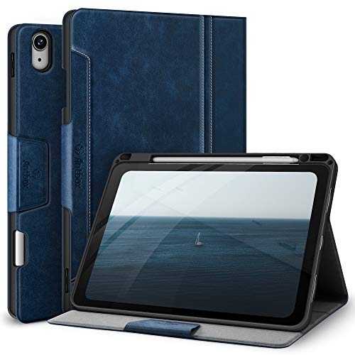 Antbox Leder Hülle für iPad Air 2022 5./4. Generation 10.9 Zoll mit Stifthalter Auto Schlaf/Wach Funktion PU Ledertasche Schutzhülle(Blau) von Antbox