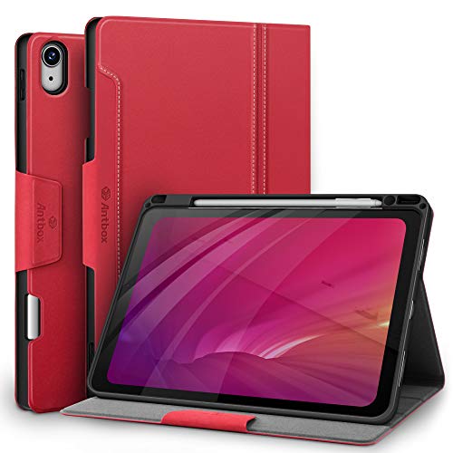 Antbox Hülle für iPad Air 11 Zoll M3 (2025) / M2 (2024), iPad Air 5./4. Generation (2022/2020) 10.9 Zoll mit Stifthalter Auto Schlaf/Wach Funktion PU Ledertasche Schutzhülle(Rot) von Antbox