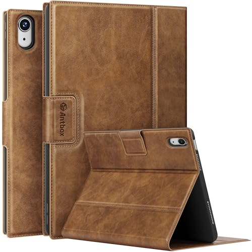 Antbox PU Leder Hülle für iPad 10. Generation 10,9 Zoll 2022 mit stifthalter Pencil Halter Auto Schlaf/Wach Funktion Smart Schutzhülle (Braun) von Antbox