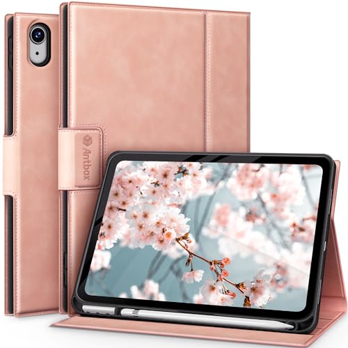 Antbox PU Leder Hülle für iPad 10. Generation 10,9 Zoll 2022 mit stifthalter Apple Pencil Halter Auto Schlaf/Wach Funktion Smart Schutzhülle (Rosa) von Antbox