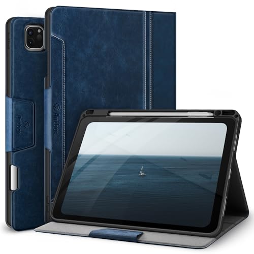 Antbox Schutzhülle für iPad Pro 11 2. Generation 2020 & 2018 mit integriertem Apple Stifthalter, automatische Sleep/Wake-Funktion, PU-Leder Blau blau von Antbox