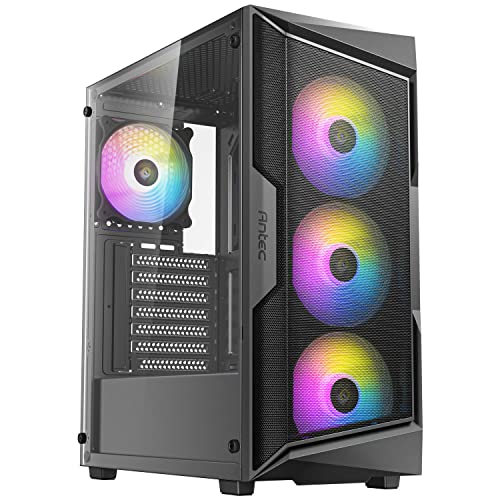 ANTEC AX Series AX61 Elite, Netz-Frontplatte mit hohem Luftstrom, 4x120 mm ARGB-Lüfter im Lieferumfang enthalten, 360 mm Kühlerunterstützung, Mid-Tower ATX-Gaming-Gehäuse von Antec