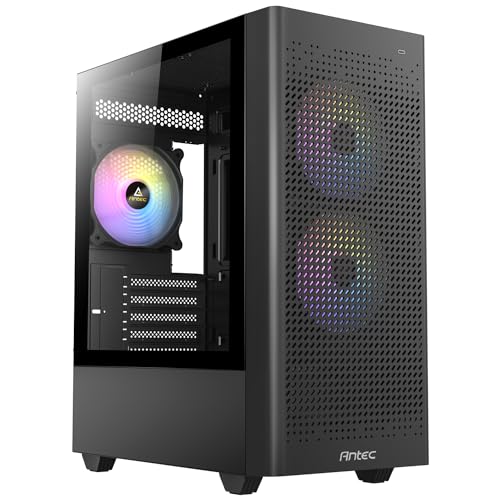 ANTEC NX500M ARGB, High-Airflow-Mesh-Frontplatte, Typ-C 3.2 Gen2 Ready, 3 x 120 mm ARGB-Lüfter im Lieferumfang enthalten, Seitenwand aus gehärtetem Glas, bis zu 6 Lüfter, 360-mm-Kühlerunterstützung, von Antec