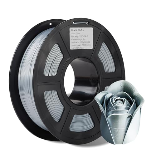 Antinsky Silk PLA-Filament, 1,75 mm, 3D Druckerfilament, Maßgenauigkeit +/- 0,02 mm, glatte, seidige Oberfläche, 1kg Spule (2,2 lbs), 3D-Druckfilament, passend für die meisten FDM 3D Drucker, Silber von Antinsky