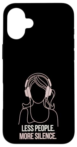 Less People More Silence Introvert Minimalist Kopfhörer Lofi Hülle für iPhone 16 Plus Less People More Silence Introvert Minimalist Kopfhörer Lofi Hülle für iPhone 16 Plus von Antisocial People Wear - Autism & ADHD Support