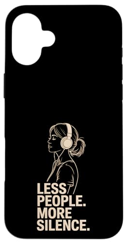 Less People More Silence Introvert Minimalist Kopfhörer Lofi Hülle für iPhone 16 Plus Less People More Silence Introvert Minimalist Kopfhörer Lofi Hülle für iPhone 16 Plus von Antisocial People Wear - Autism & ADHD Support