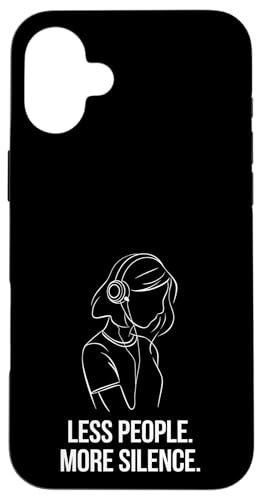 Less People More Silence Introvert Minimalist Kopfhörer Lofi Hülle für iPhone 16 Plus Less People More Silence Introvert Minimalist Kopfhörer Lofi Hülle für iPhone 16 Plus von Antisocial People Wear - Autism & ADHD Support