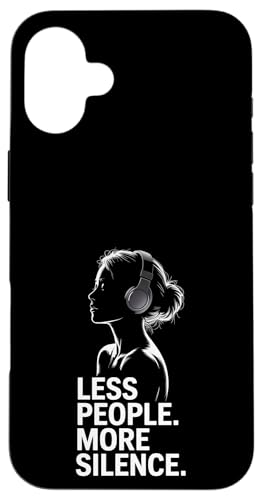 Less People More Silence Introvert Minimalist Kopfhörer Lofi Hülle für iPhone 16 Plus Less People More Silence Introvert Minimalist Kopfhörer Lofi Hülle für iPhone 16 Plus von Antisocial People Wear - Autism & ADHD Support