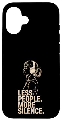 Less People More Silence Introvert Minimalist Kopfhörer Lofi Hülle für iPhone 16 Less People More Silence Introvert Minimalist Kopfhörer Lofi Hülle für iPhone 16 von Antisocial People Wear - Autism & ADHD Support