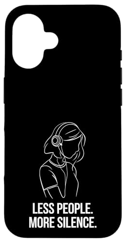 Less People More Silence Introvert Minimalist Kopfhörer Lofi Hülle für iPhone 16 Less People More Silence Introvert Minimalist Kopfhörer Lofi Hülle für iPhone 16 von Antisocial People Wear - Autism & ADHD Support