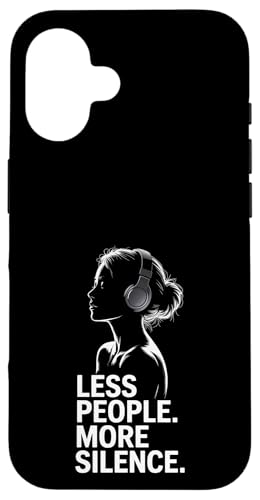 Less People More Silence Introvert Minimalist Kopfhörer Lofi Hülle für iPhone 16 Less People More Silence Introvert Minimalist Kopfhörer Lofi Hülle für iPhone 16 von Antisocial People Wear - Autism & ADHD Support
