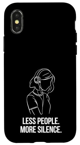 Less People More Silence Introvert Minimalist Kopfhörer Lofi Hülle für iPhone X/XS von Antisocial People Wear - Autism & ADHD Support